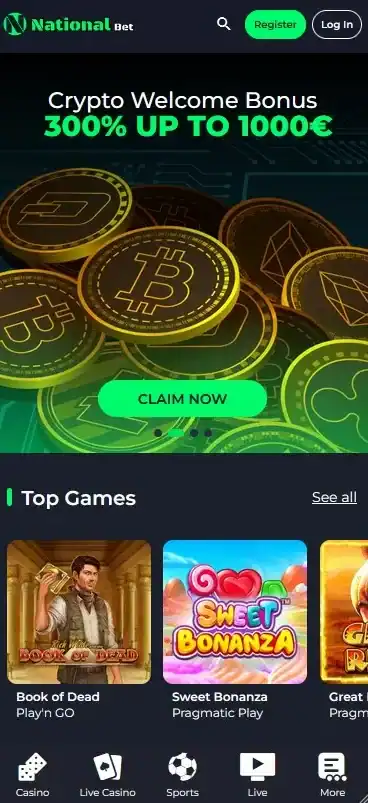 nationalbet casino mobile interface